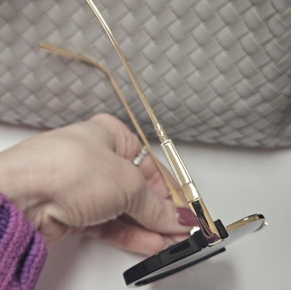 NEW Retro Oversized Sunglasses | Black & Gold | Semi Rimless - Black Tint Lenses - Picture 4 of 9